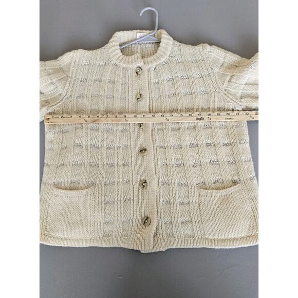 Vintage Cyril Cullen Wool Blend Cardigan Sweater Ireland White Cream Button - Picture 5 of 10